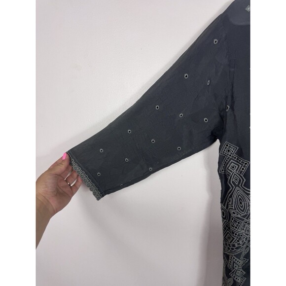 Johnny Was Gray Eyelet V Neck Cover Up Tunic Size Small - Picture 3 of 10